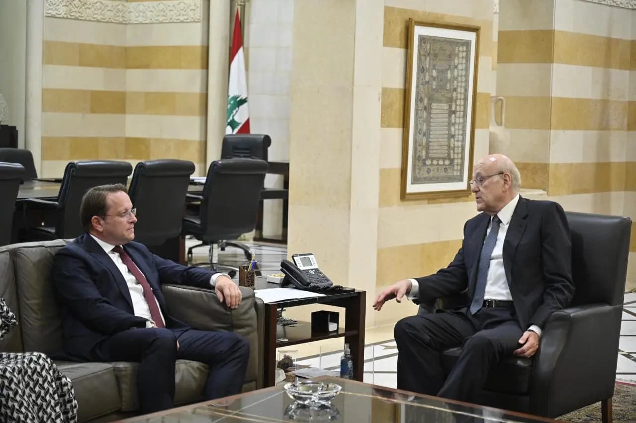 ميقاتي يستقبل مفوض الجوار والتوسع في الاتحاد الأوروبي