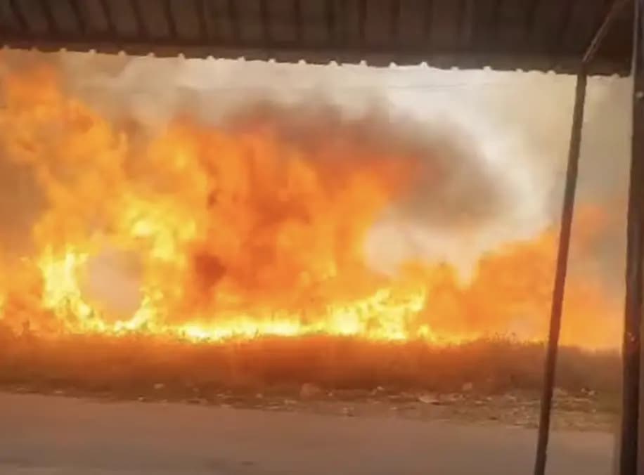 حريق كبير يقضي على سهل قمح في البقاع