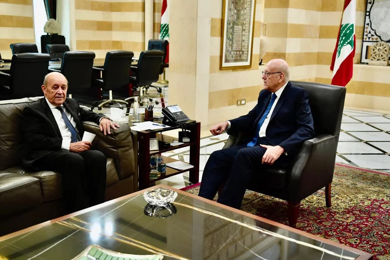 لودريان خلال لقائه ميقاتي: ندعم لبنان في كل الظروف