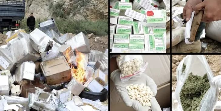القوى الأمنية تتلف مواد مخدرة مضبوطة