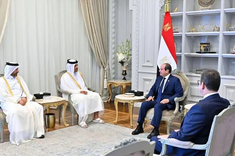 الرئاسة المصرية تكشف تفاصيل لقاء السيسي ووزير خارجية قطر حول غزة