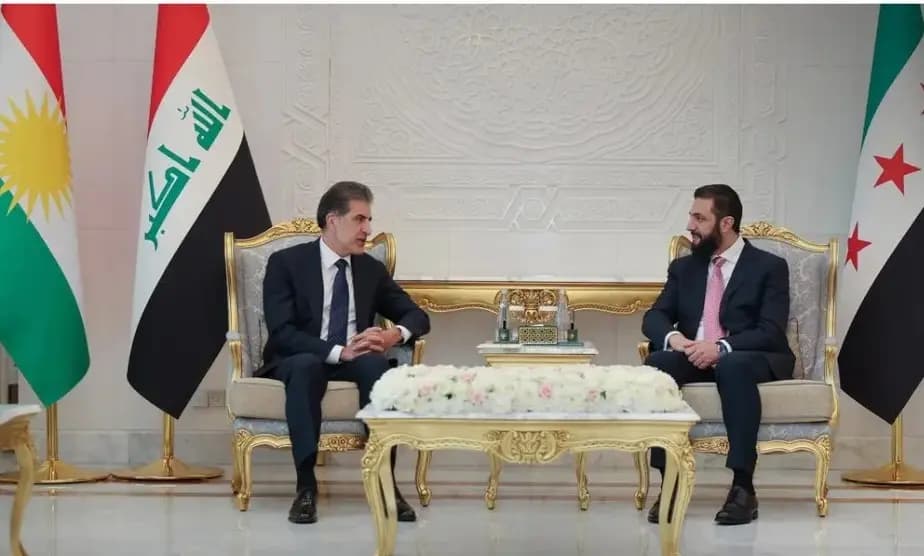 الشرع يستقبل بارزاني