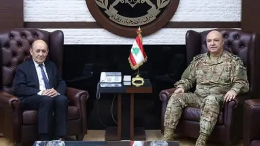 لودريان يلتقي قائد الجيش.. وهذا ما جرى تأكيده