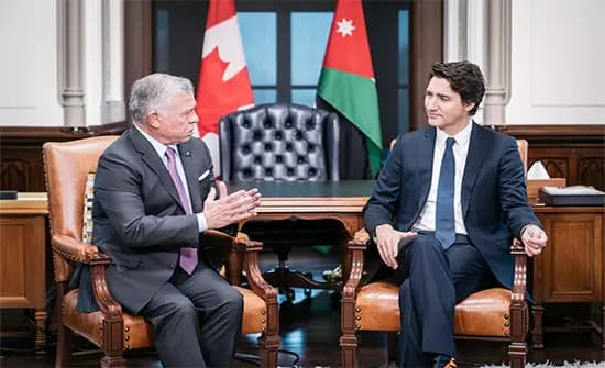 الملك الأردني يتلقى اتصالًا من رئيس الوزراء الكندي..إليكم التفاصيل
