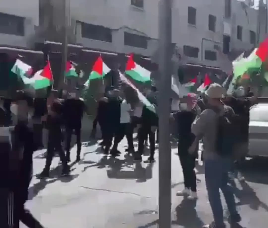 بالصورة- مسيرةُ أعلامٍ فلسطينيةٍ تعيد التوازن إلى القضية