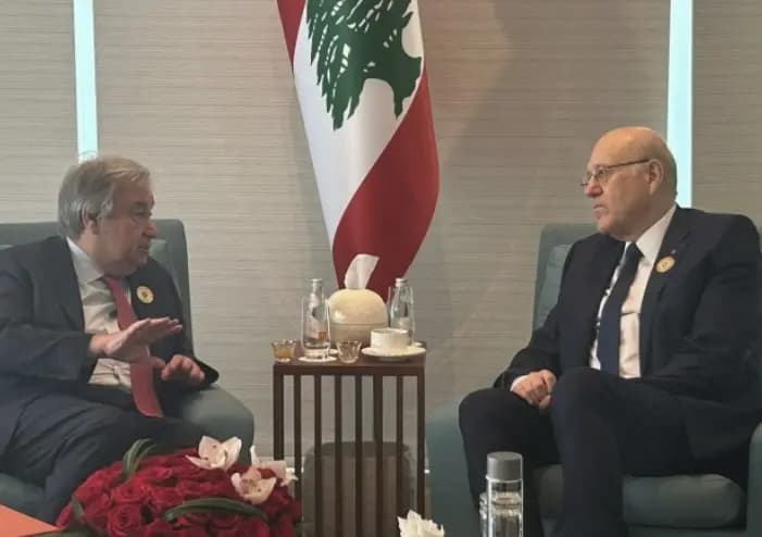 ميقاتي لغوتيريش: عقدنا العزم على استكمال حل ملف النزوح السوري