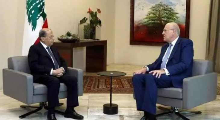 الرئيس عون وميقاتي لم يتفقا بعد على تشكيل الحكومة والباب مفتوح نص فتحة