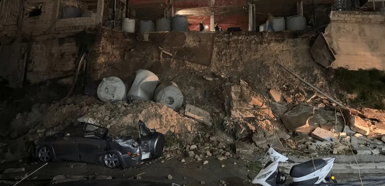 انهيار جزء من مبنى في الشويفات