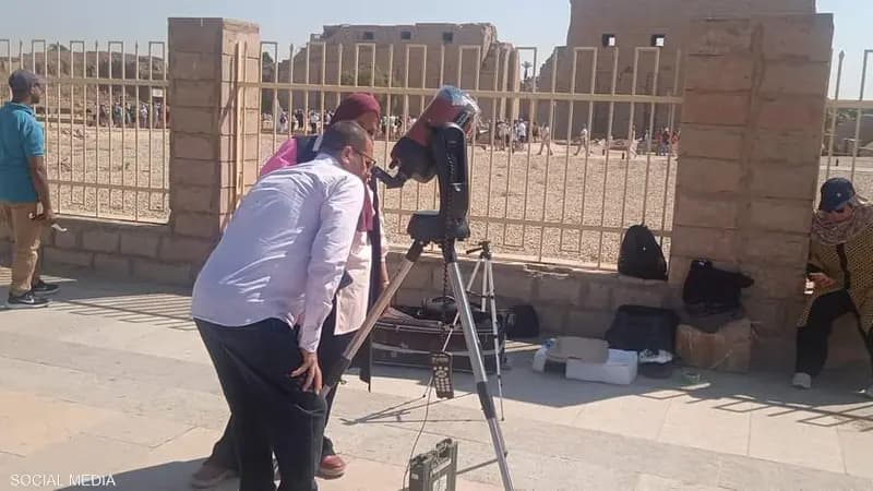 لأول مرة.. رصد كسوف الشمس من داخل معابد الكرنك بمصر
