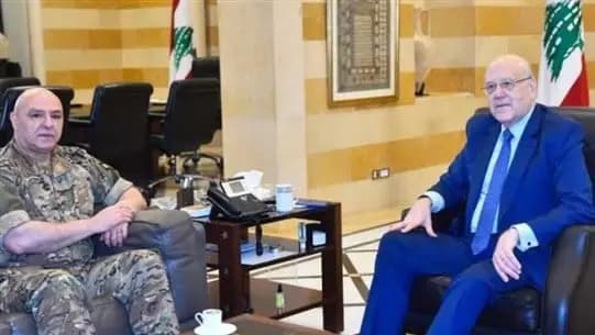 ميقاتي يلتقي قائد الجيش ووزير الأشغال
