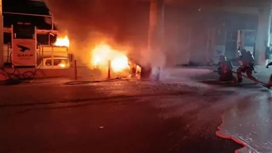 إخماد حريق داخل محطة محروقات