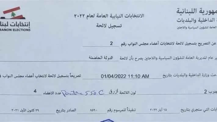 لائحة "الدولة الحاضنة" في دائرة الجنوب الثانية
