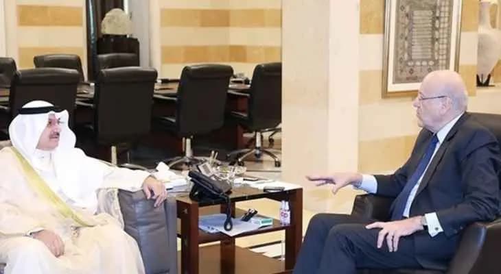 السفير الكويتي التقى ميقاتي: عودة العلاقات الدبلوماسية والسفراء مؤشر على نجاح المبادرة الكويتية