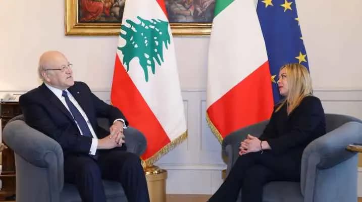 اتصال بين ميلوني وميقاتي.. وإيطالية مستعدّة لحفظ الأمن