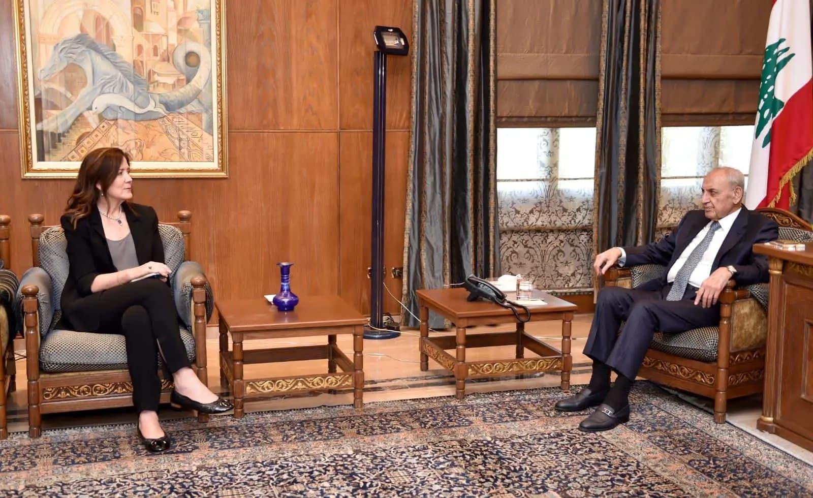 بري يبحث مع شيا آخر التطورات في لبنان والمنطقة